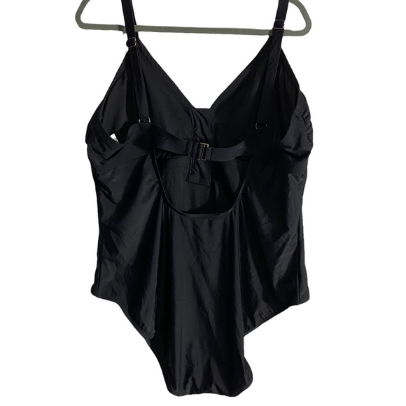 Zipper Front One Piece Swimsuit Black 24W NWT - Picture 4 of 9